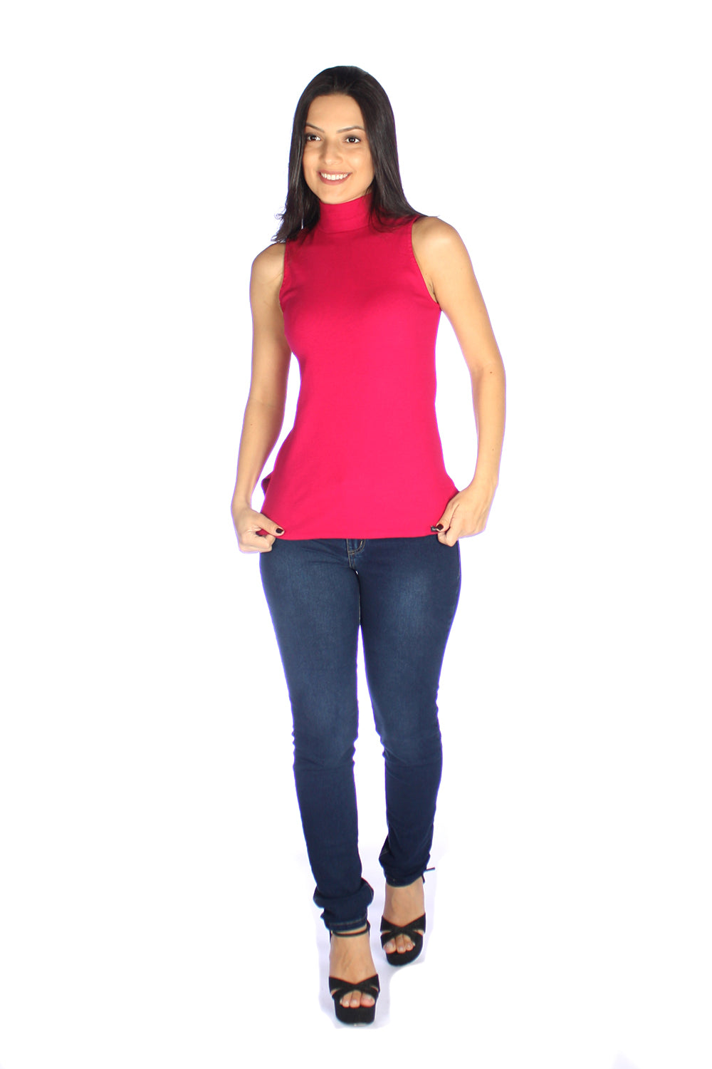 Blusa Feminina Gola Alta Canelada - www.latifundio.com.br