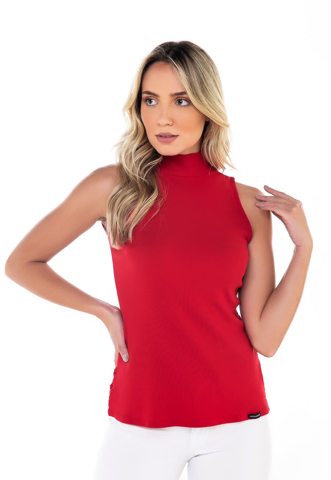 Blusa Feminina Gola Alta Canelada - www.latifundio.com.br