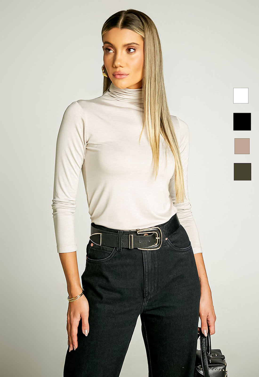 Blusa Feminina Gola Alta Manga Longa