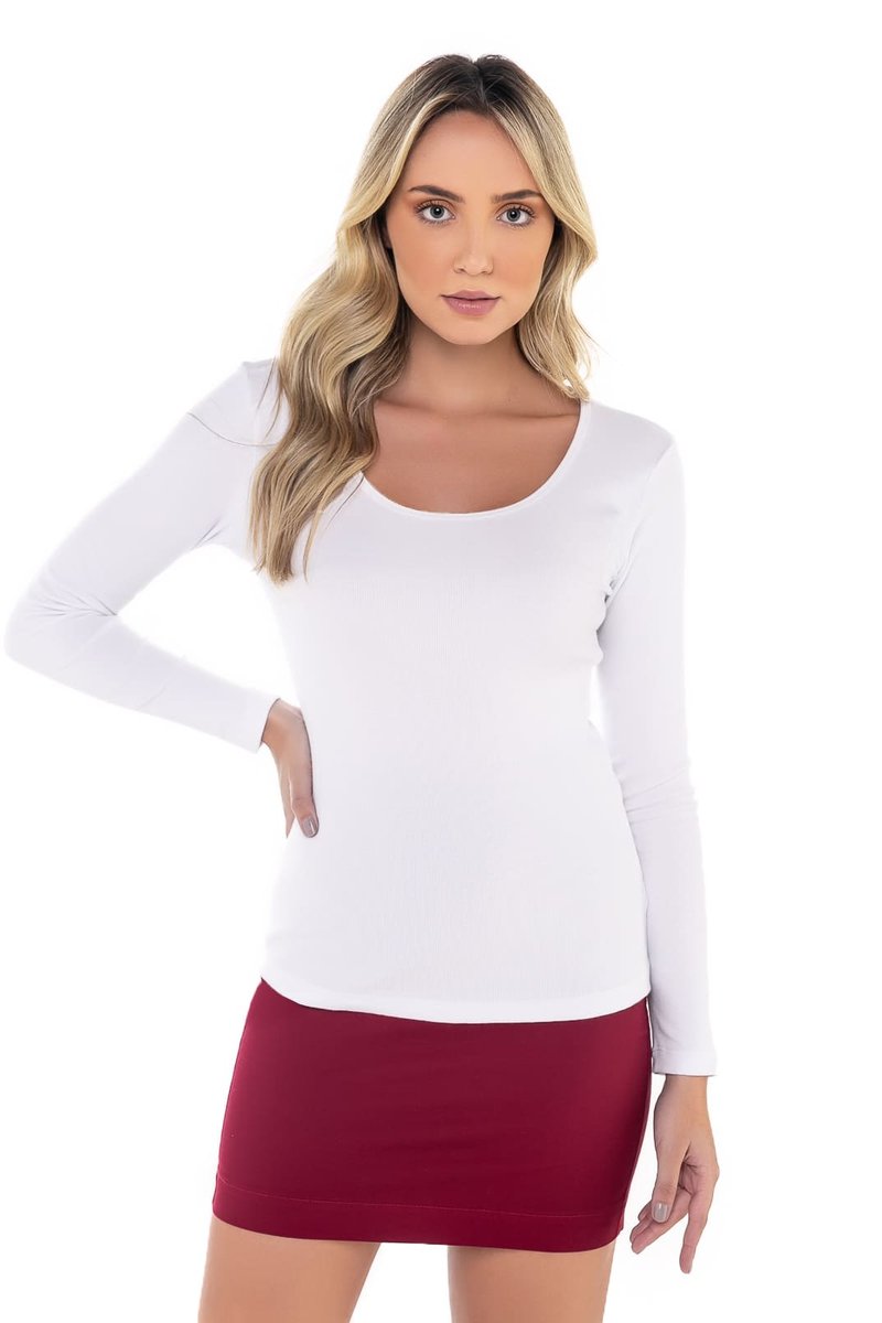 Blusa Manga Longa Gola U