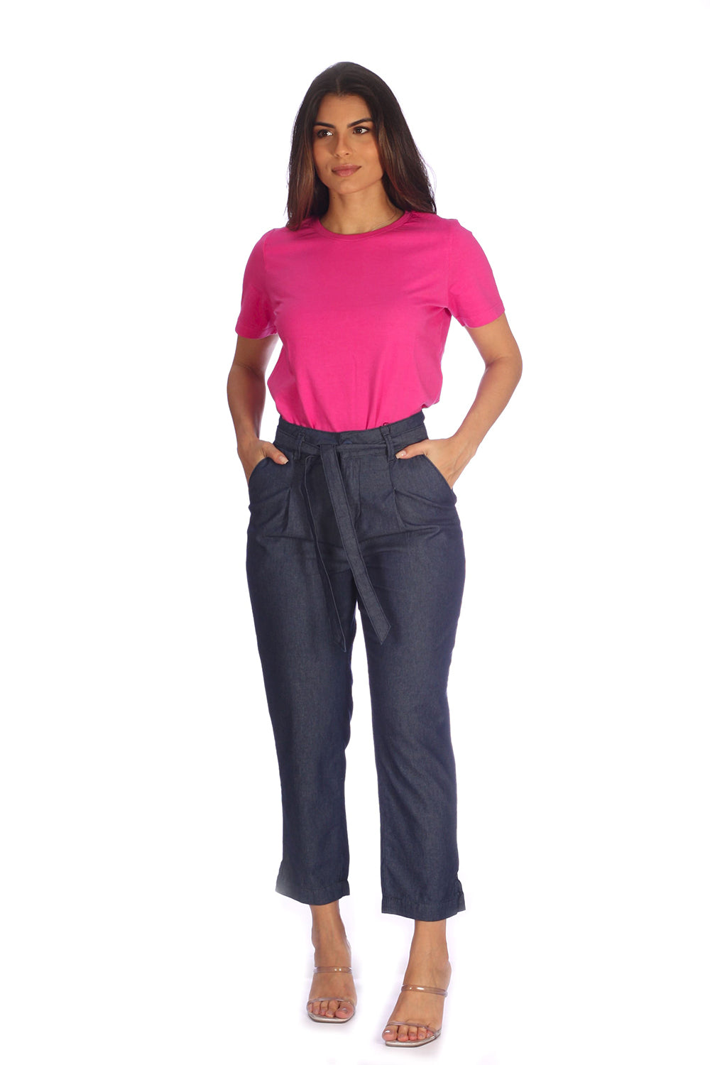 Calça Feminina com Laço Jeans - www.latifundio.com.br