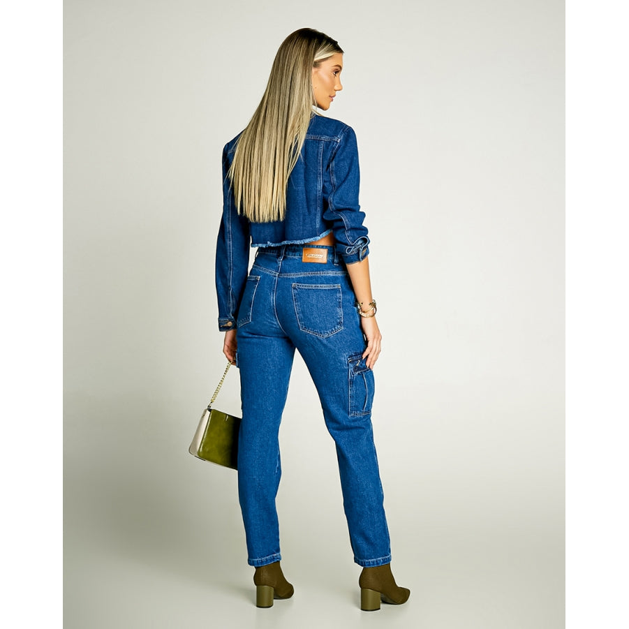 Calça Feminina Jeans Cargo