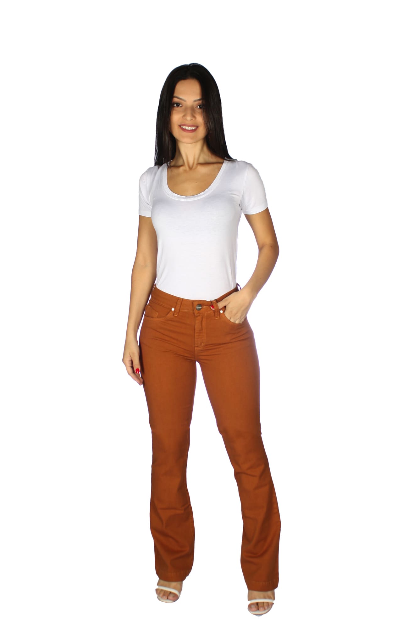 Calça Flare Alta Sarja