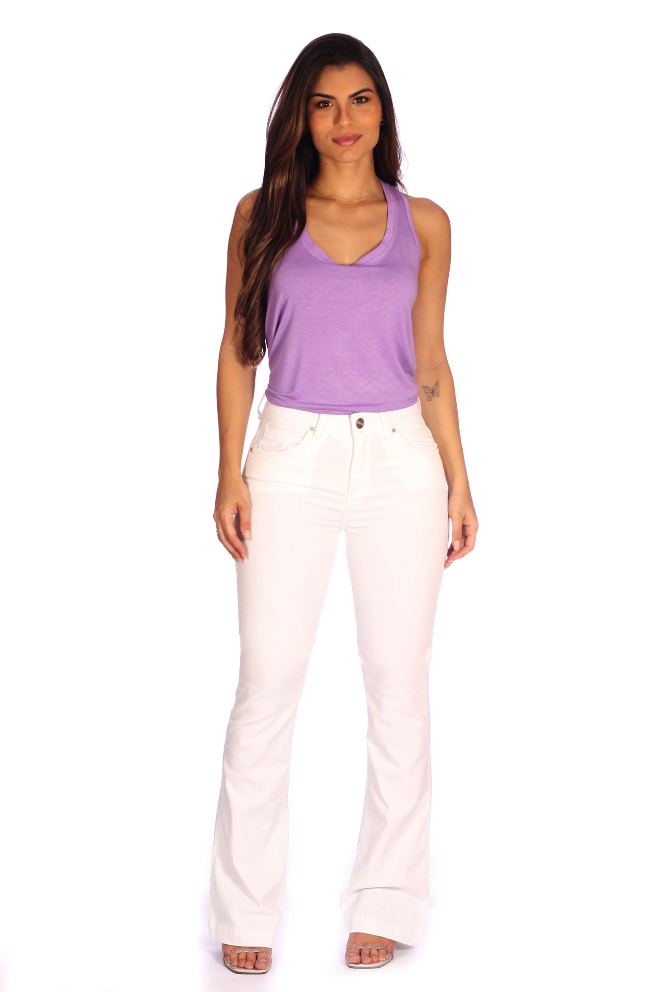 Calça Flare Alta Sarja