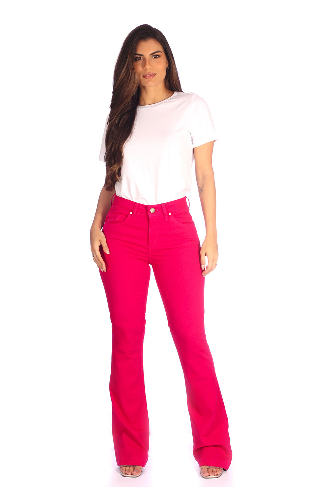 Calça Flare Alta Sarja