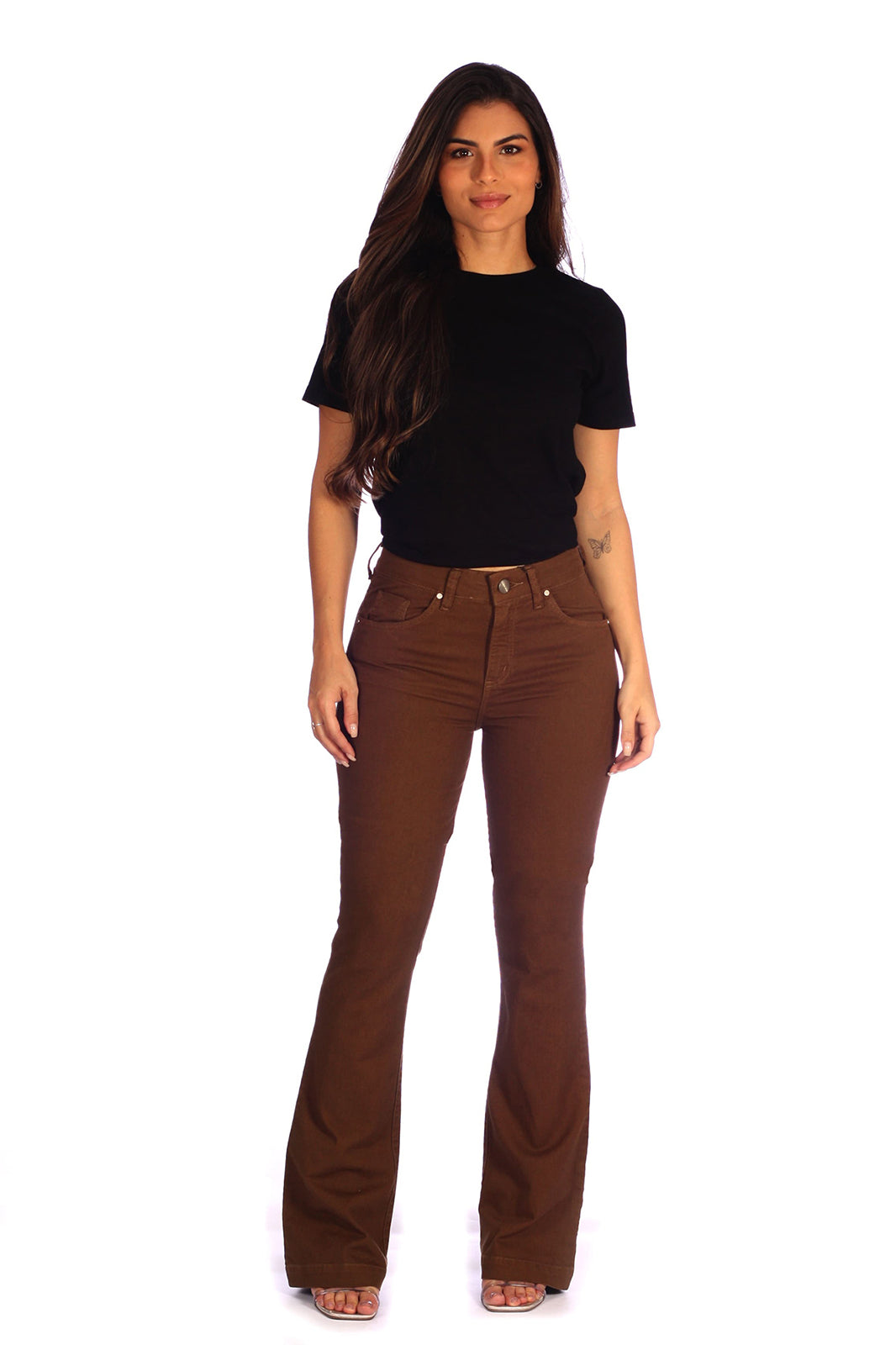 Calça Flare Alta Sarja