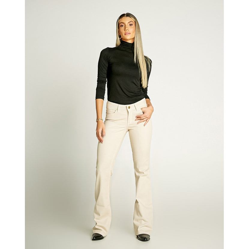 Calça Flare Alta Sarja