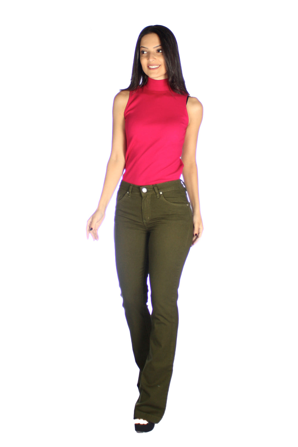 Calça Flare Alta Sarja
