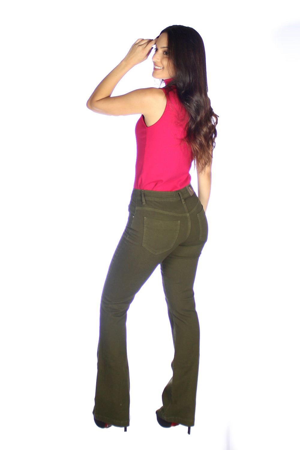 Calça Flare Alta Sarja