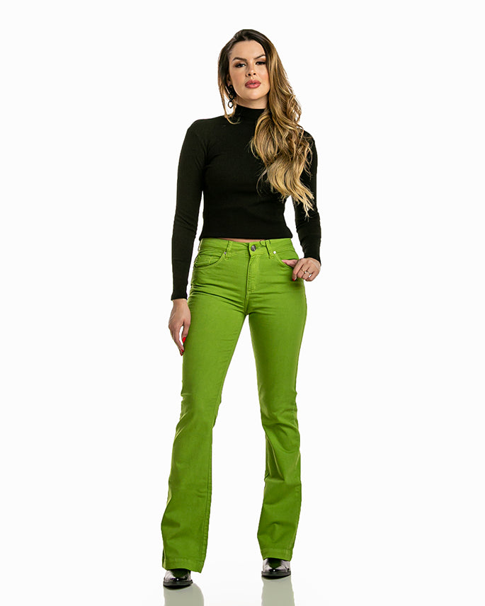 Calça Flare Alta Sarja