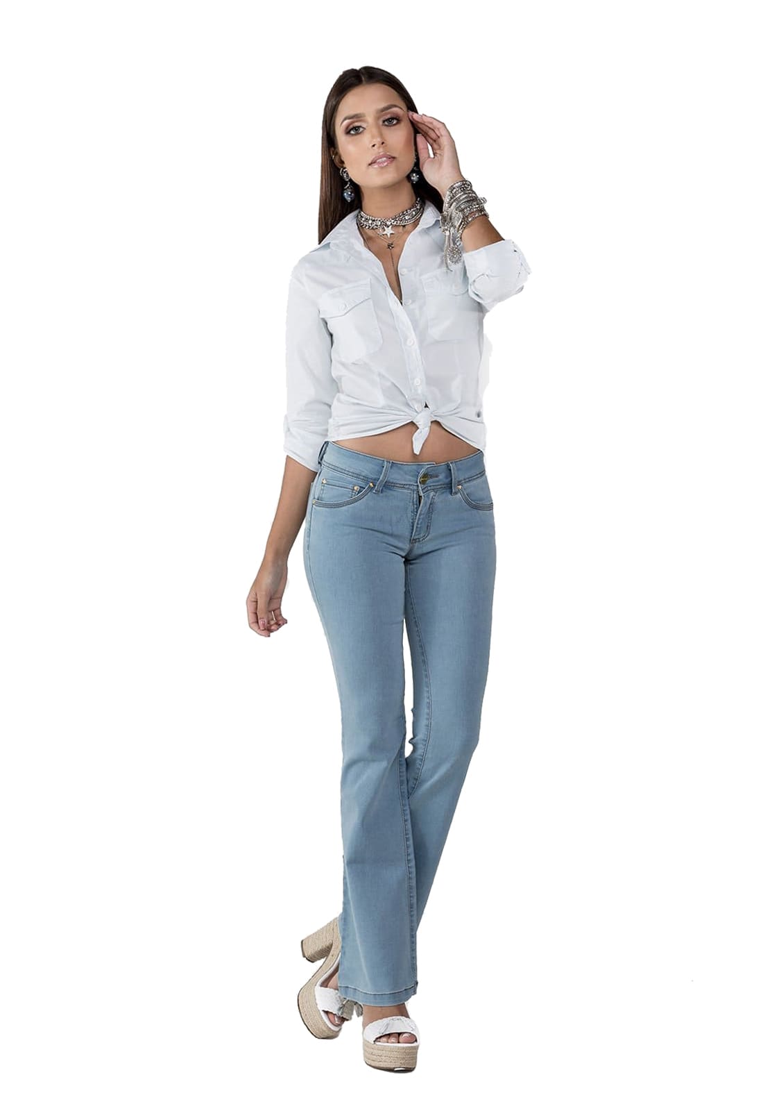 Calça Jeans Feminina Flare Latifundio Intermediária