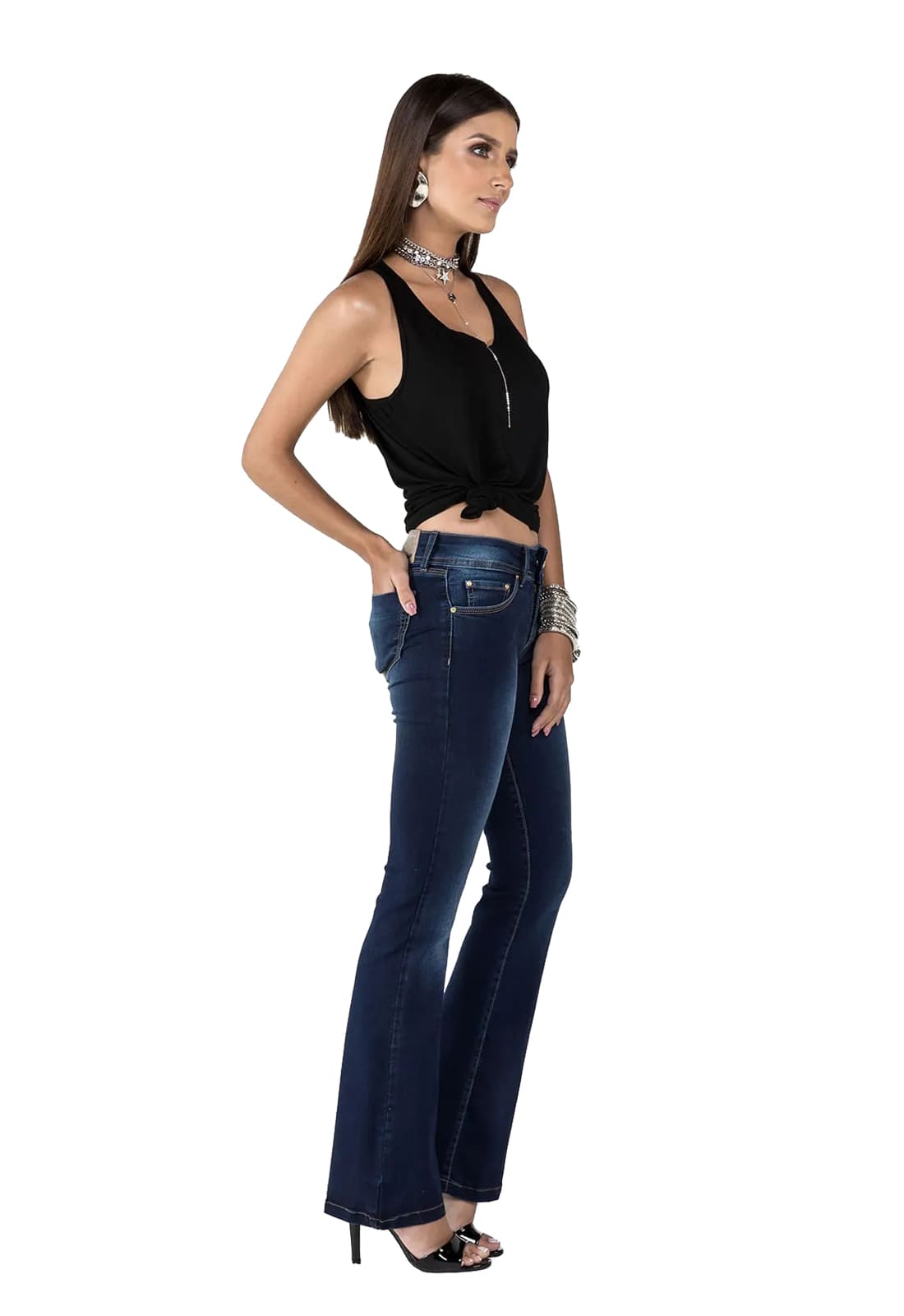Calça Jeans Feminina Flare Latifundio Intermediária