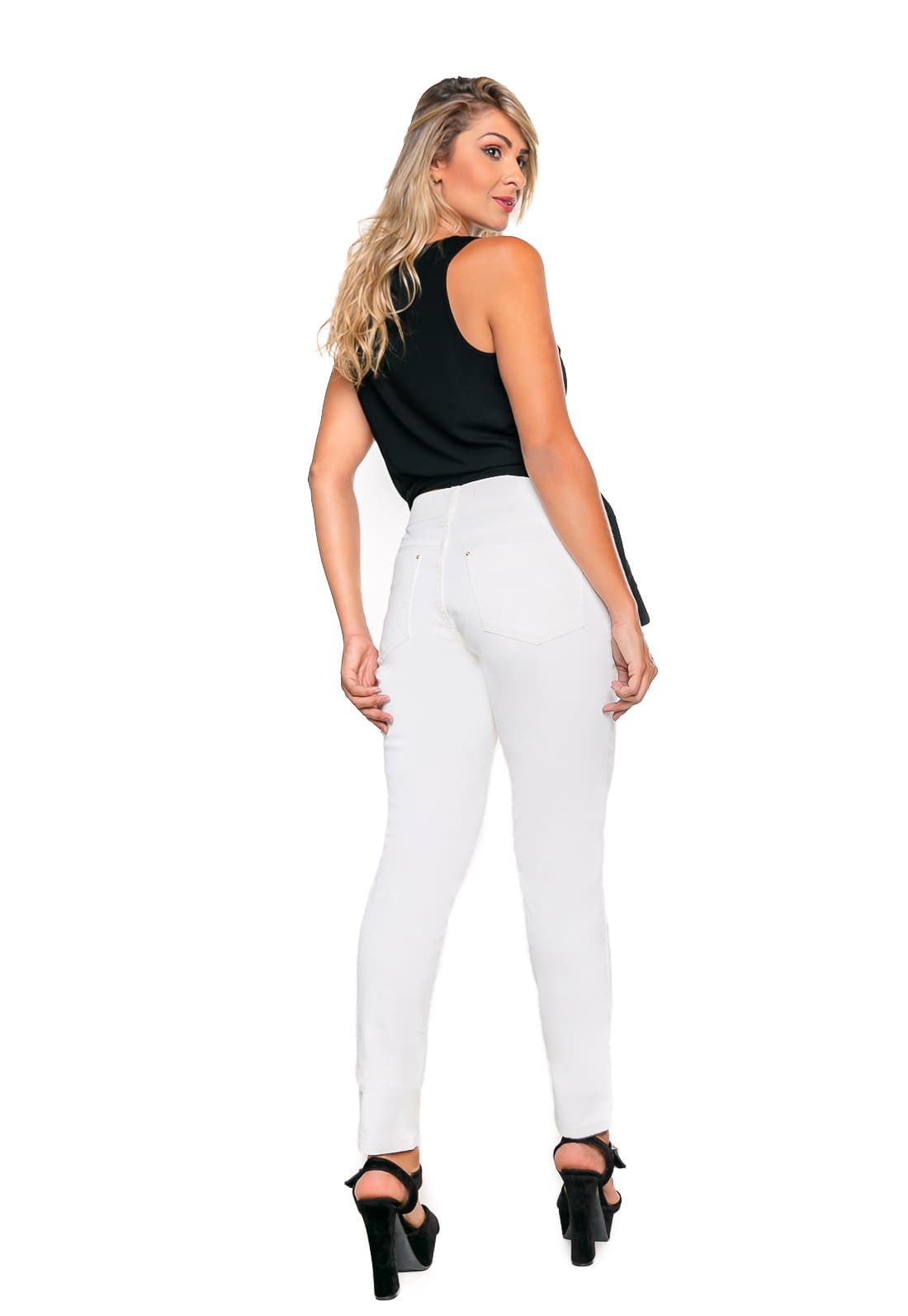Calça Tradicional Cigarrete Resinada Off White - www.latifundio.com.br