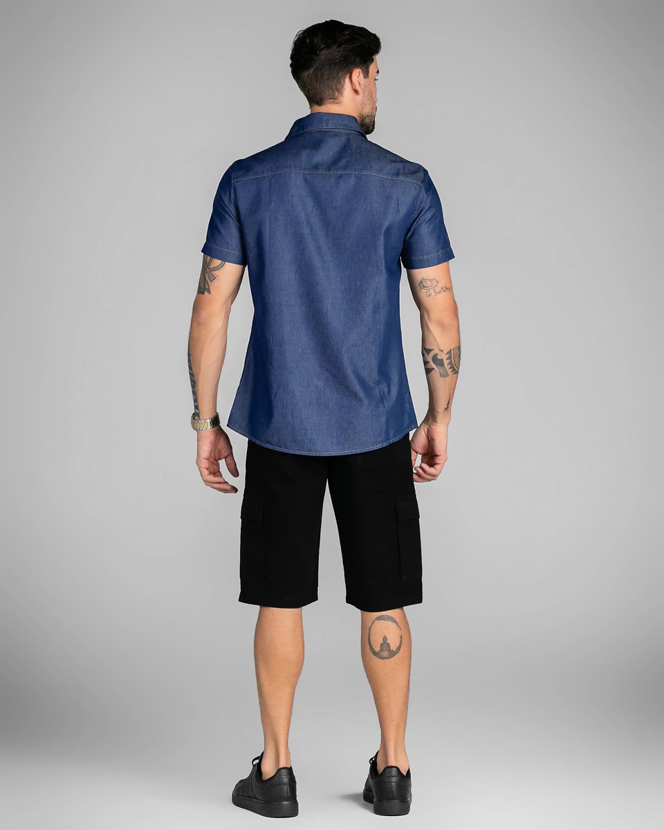 Camisa Masculina Basic Slim Manga Curta