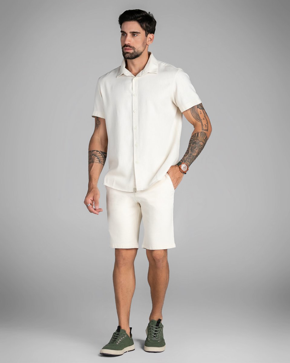 Camisa Masculina Manga Curta Natural