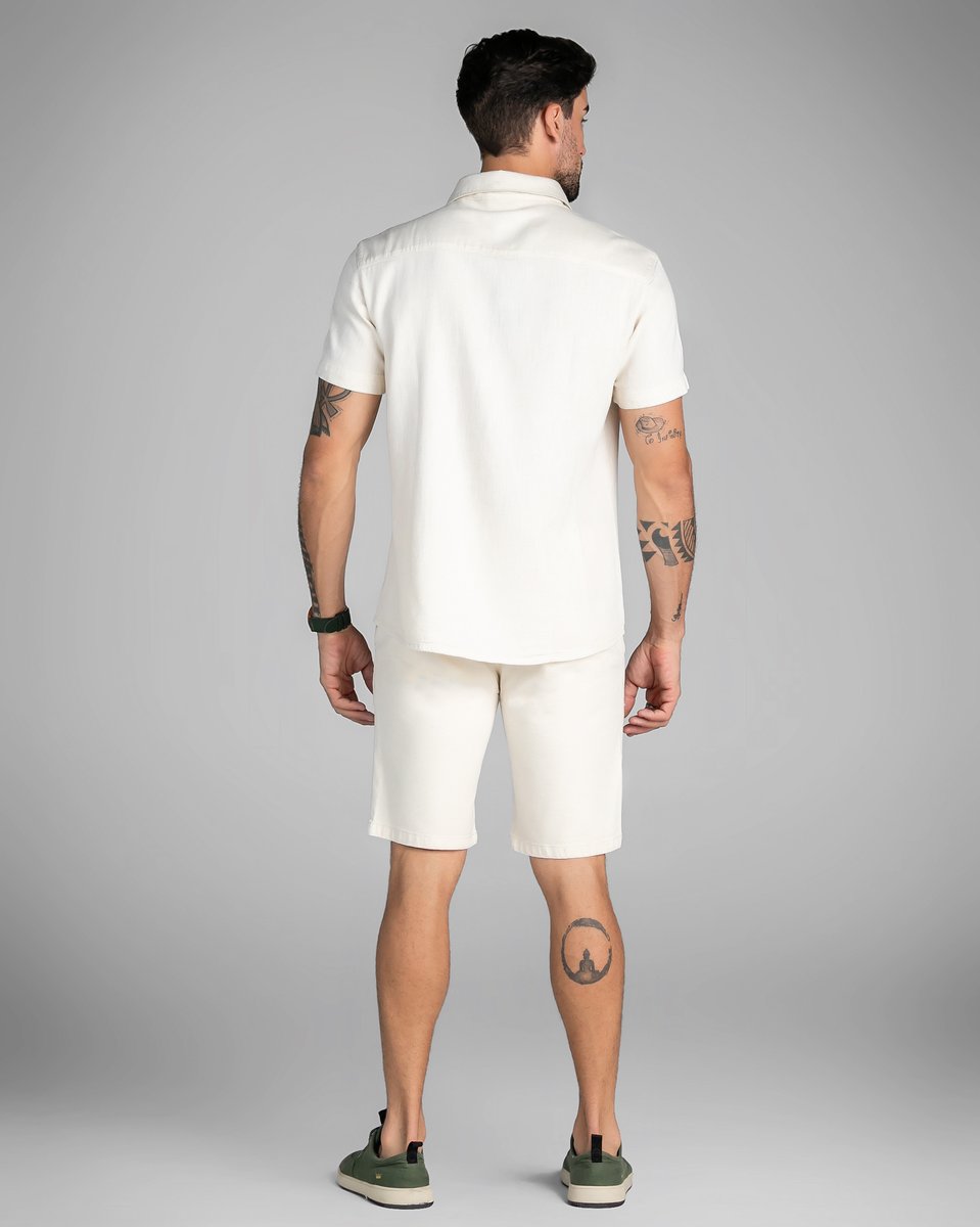 Camisa Masculina Manga Curta Natural