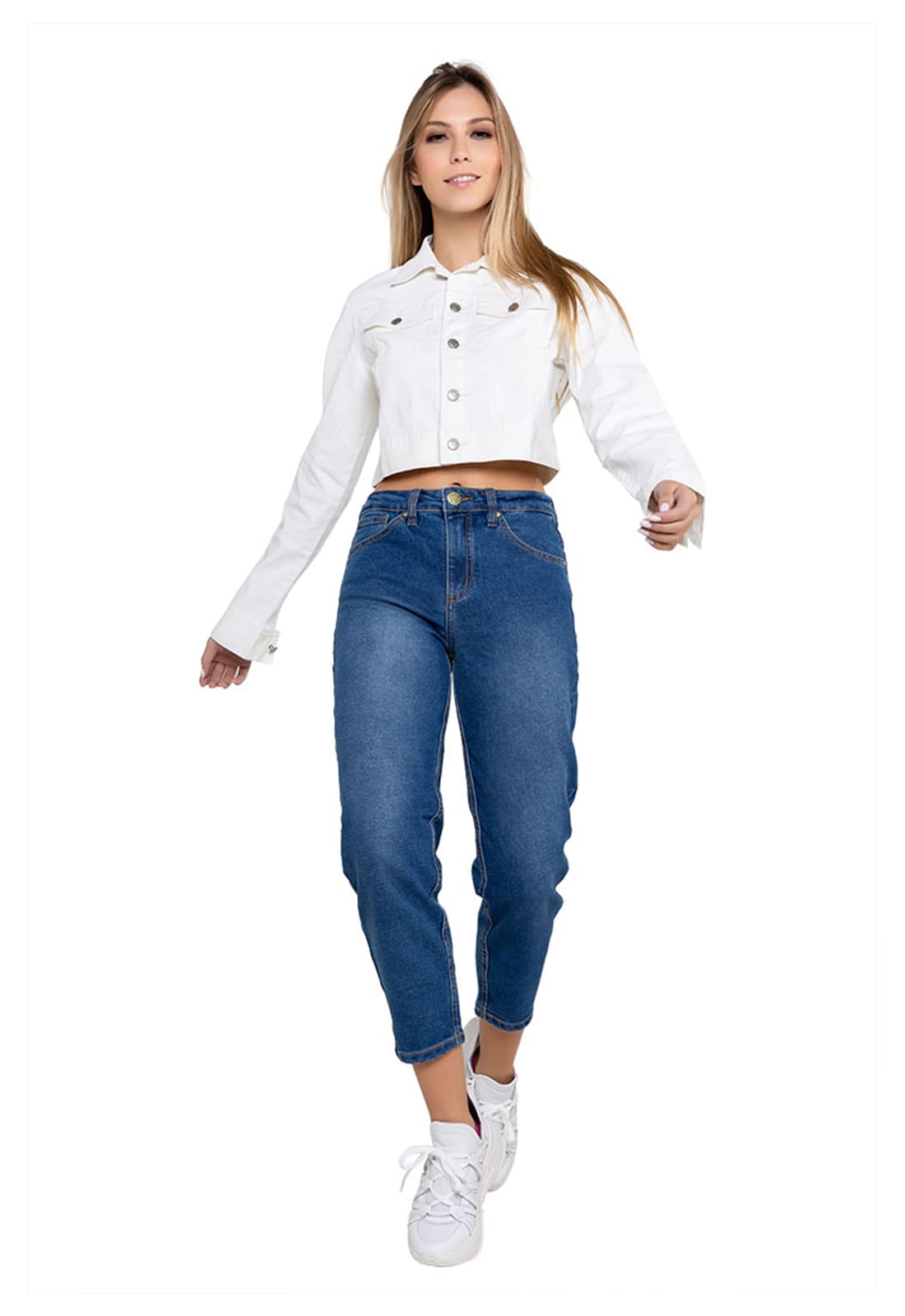 Jaqueta Jeans Feminina Latifundio com Elastano Off White