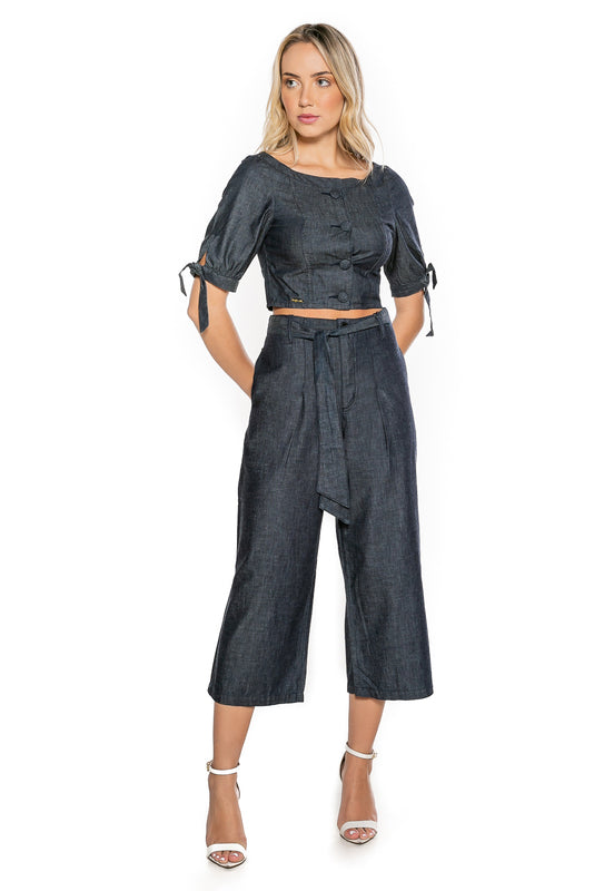 Top Jeans Feminino com Botão - www.latifundio.com.br