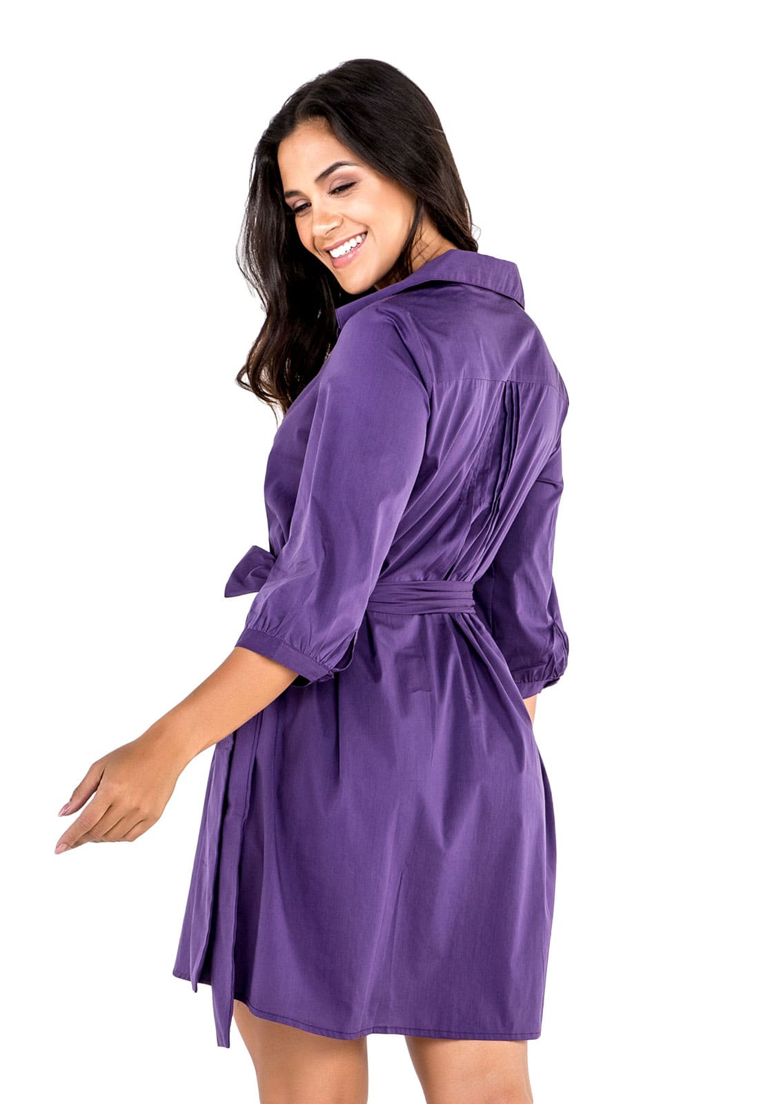 Vestido Chemise com Faixa para Amarração - Amora - www.latifundio.com.br