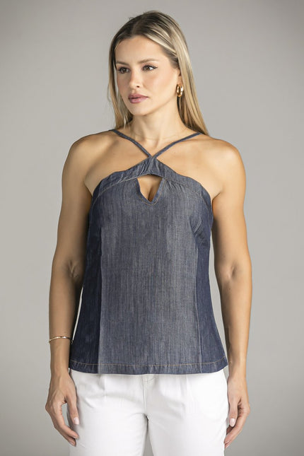 Blusa Feminina Liocel - Jeans Escuro - www.latifundio.com.br