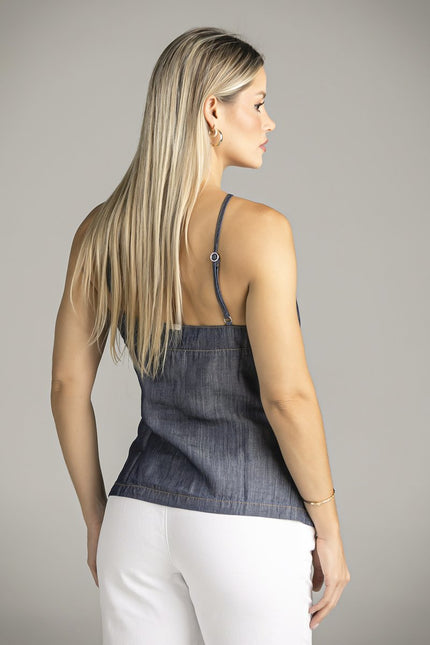 Blusa Feminina Liocel - Jeans Escuro - www.latifundio.com.br