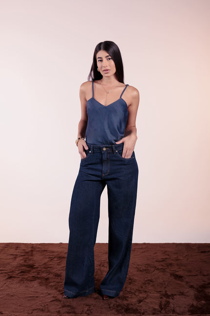 Blusa Feminina de Alças - Jeans Escuro - www.latifundio.com.br