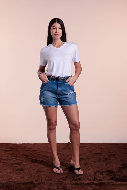 Short Mom Feminino - Jeans Médio - www.latifundio.com.br