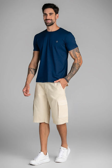 Bermuda Cargo Masculina Sarja - Off White