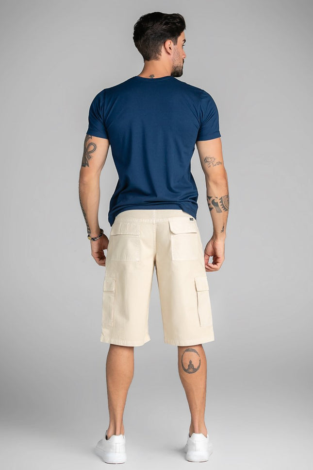 Bermuda Cargo Masculina Sarja - Off White