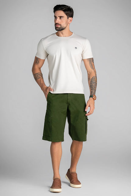 Bermuda Cargo Masculina Sarja - Verde Militar