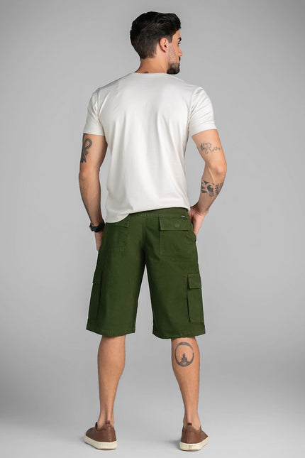Bermuda Cargo Masculina Sarja - Verde Militar