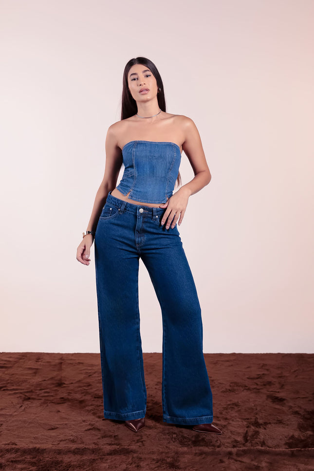 Top Tomara que Caia - Jeans Médio - www.latifundio.com.br