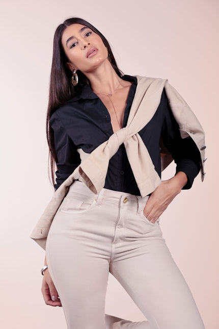 Camisa Feminina Manga Longa - Preto - www.latifundio.com.br