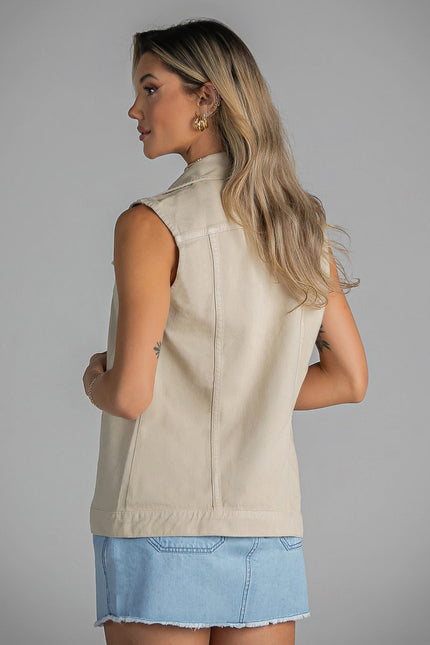 Colete Feminino Trucker - Off White