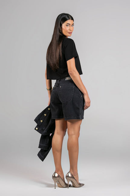 Bermuda Feminina Meia Coxa Black