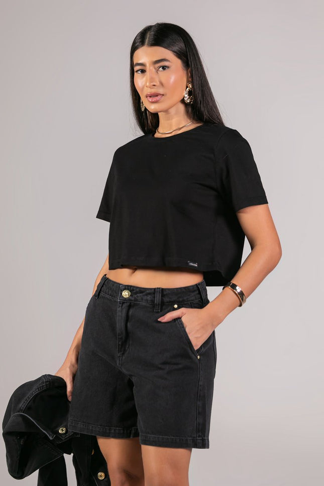 Bermuda Feminina Meia Coxa Black