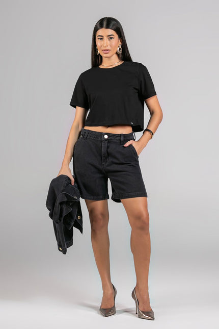 Bermuda Feminina Meia Coxa Black