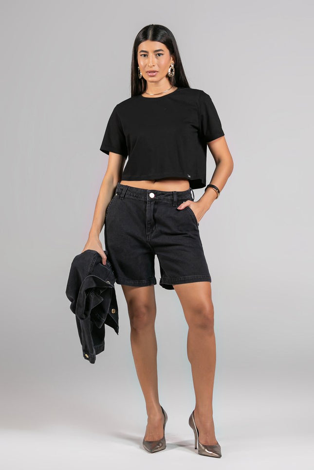 Bermuda Feminina Meia Coxa Black