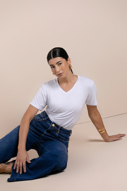 Blusa Feminina Soft Decote V - Branco