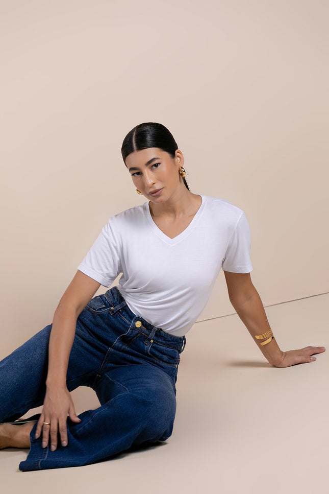 Blusa Feminina Soft Decote V - Branco