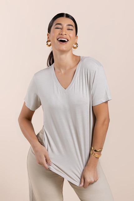 Blusa Feminina Soft Decote V - Off White