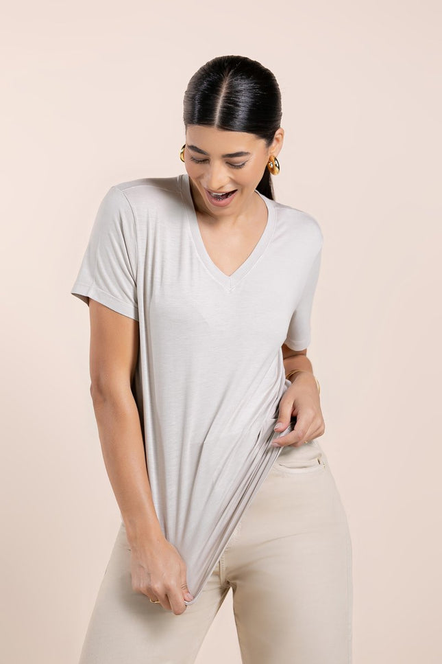 Blusa Feminina Soft Decote V - Off White