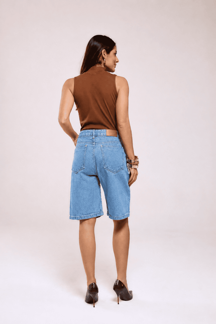 Jorts Feminino Stone - Jeans Claro