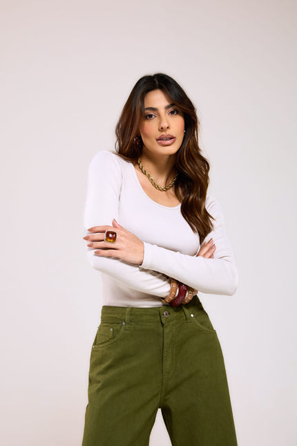 Camisa Feminina Manga Longa - Off White - www.latifundio.com.br