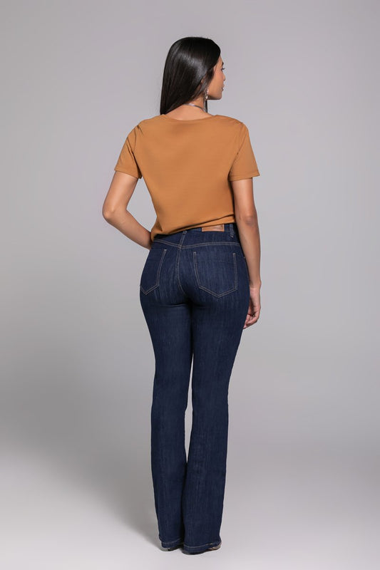 Calça  Feminina Tradicional Alta Boot Cut