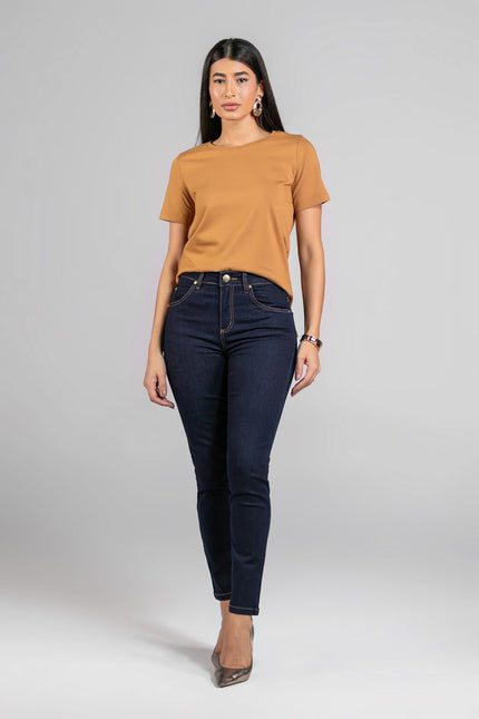 Calça Feminina Tradicional Alta Cropped