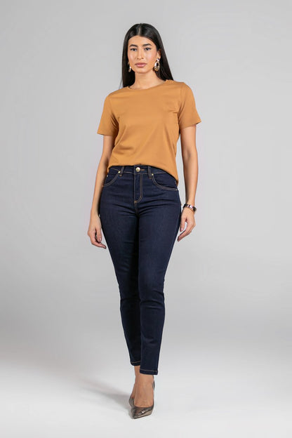 Calça Feminina Tradicional Alta Cropped