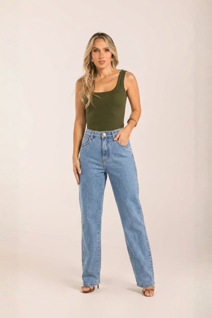 Calça Feminina Reta Stone - Jeans Claro
