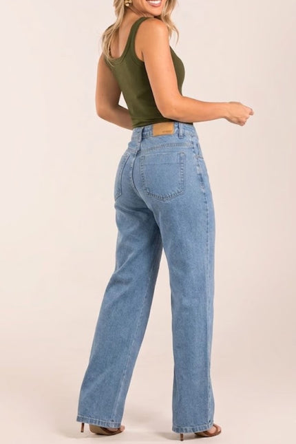 Calça Feminina Reta Stone - Jeans Claro