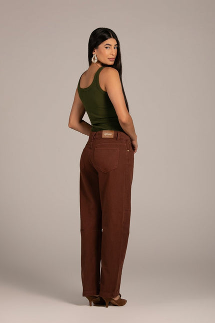 Calça Feminina Barrel - Marrom